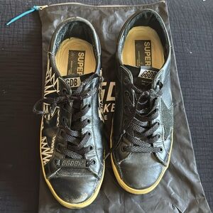 GOLDEN GOOSE Black White Stitch Mixed Sneakers